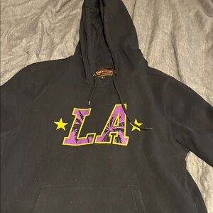 Stone Mountain Black Hoodie with Purple and Yellow Accents